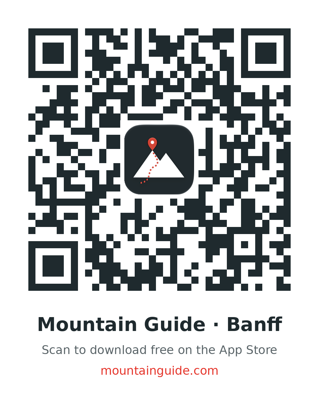 QR code to download the Mountain Guide Banff app on the App Store