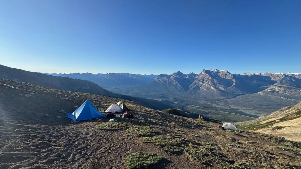 Tents on an alpine ridge