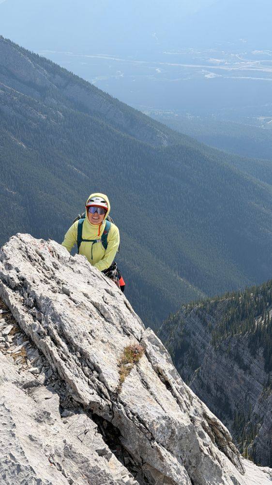 Hiker on a rocky ridge